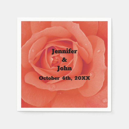 Oranje Bloemen Roos Bloom Artsy Garden Fall Weddin Servet (Voorkant)