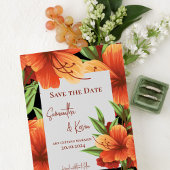 Oranje Bloemen Rustieke Boho Wedding Save The Date