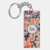 Oranje bloemen sleutelhanger (Voorkant Links)