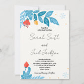 Oranje Bloemen Sneeuw Bruiloft Uitnodigingen (Voorkant)