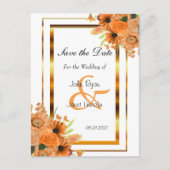  Oranje bloemen - sparen de Datum Aankondigingskaart (Voorkant)