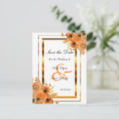Oranje bloemen - sparen de Datum Aankondigingskaart (Staand voorkant)