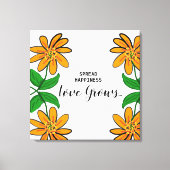 Oranje bloemen spreiden geluk 24 x 24 inch canvas afdruk (Voorkant)