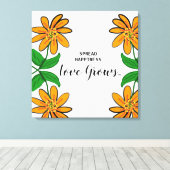 Oranje bloemen spreiden geluk 24 x 24 inch canvas afdruk (Insitu (Houten vloer))