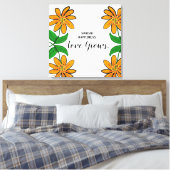 Oranje bloemen spreiden geluk 24 x 24 inch canvas afdruk (Insitu (Slaapkamer))