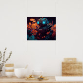 Oranje bloemen tropische bot poster (Keuken)