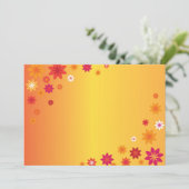 Oranje bloemen Uitnodiging (Staand voorkant)