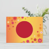 Oranje bloemen Uitnodiging (Staand voorkant)