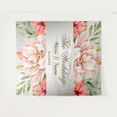 Oranje bloemen van de bruiloft laten Rustic Wandkleed (Voorkant (horizontaal))