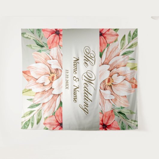 Oranje bloemen van de bruiloft laten Rustic Wandkleed (Voorkant (horizontaal))