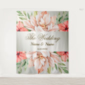 Oranje bloemen van de bruiloft laten Rustic Wandkleed (Voorkant)