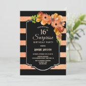 Oranje Bloemen Verrassing 16e Verjaardagsfeest Kaart (Staand voorkant)
