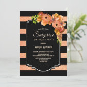 Oranje Bloemen Verrassing Verjaardagsfeest Kaart (Staand voorkant)