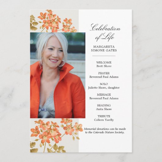Oranje bloemen - Viering van het programma Life Fl Programmakaart (Voorkant)