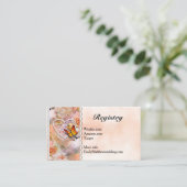 Oranje Bloemen Vlinder Bruiloft Gift Registry Informatiekaartje (Staand voorkant)