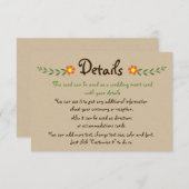 Oranje bloemen voor kraft bruiloft, kaart invoegen (Voorkant / Achterkant)