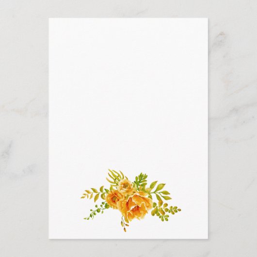 Oranje bloemen vrijgezellenfeest bingo game card informatiekaartje (Achterkant)