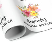 Oranje bloemen Vrijgezellenfeest Cadeaupapier (Rol Hoek)