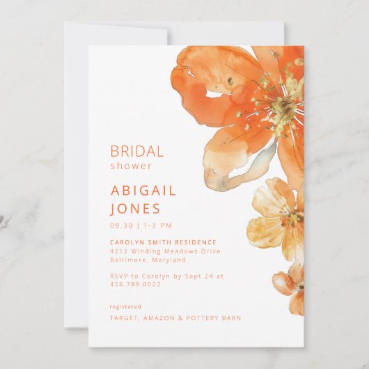 Oranje bloemen Vrijgezellenfeest II Kaart (Voorkant)