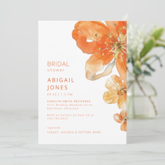 Oranje bloemen Vrijgezellenfeest II Kaart (Staand voorkant)