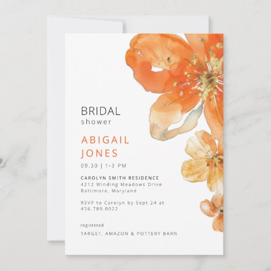 Oranje Bloemen Vrijgezellenfeest Kaart (Voorkant)