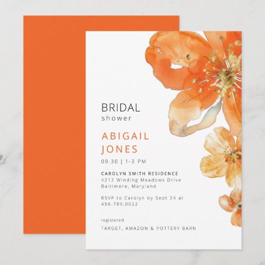 Oranje Bloemen Vrijgezellenfeest Kaart (Voorkant / Achterkant)