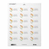 Oranje Bloemen Waterverf Klaprozen Etiket (Full Sheet)