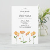 Oranje Bloemen Waterverf Poppies Verlovingsfeest Kaart (Staand voorkant)