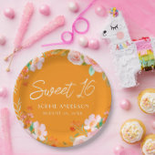Oranje Bloemen Zoet 16 Verjaardag Party Bord (Feest)