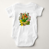 Oranje bloemenbundel Bouquet paasi monogram, aange Romper (Achterkant)