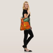 Oranje bloemenCanvas tas (Op model)