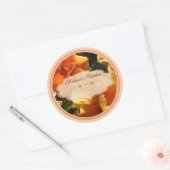 Oranje bloemenetiketten ronde sticker (Envelop)