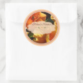 Oranje bloemenetiketten ronde sticker (Tas)