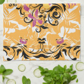 Oranje bloemengotische kunstwerken, holle leven theedoek (Gevouwen)