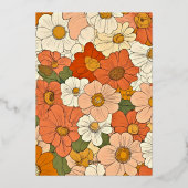 Oranje Bloemengroef Verticale Folie Stationery Folie Uitnodiging (Achterkant)