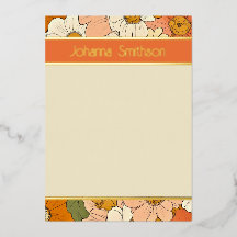 Oranje Bloemengroef Verticale Folie Stationery