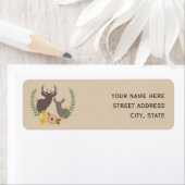 Oranje bloemenhertenadreslabel etiket (Insitu)