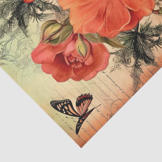 Oranje bloemenjunk Journal decoupage Tissuepapier (Detail)