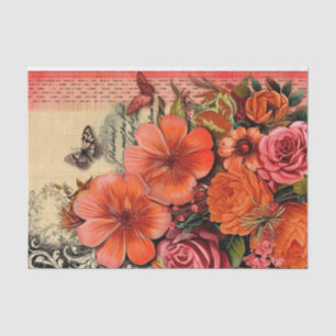 Oranje bloemenjunk Journal decoupage Tissuepapier