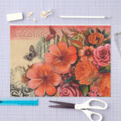 Oranje bloemenjunk Journal decoupage Tissuepapier (Craft)