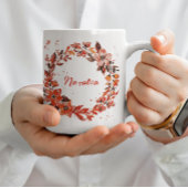 Oranje Bloemenkrans Aangepaste naam Grote Koffiekop