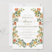 Oranje bloemenkrans Bruidsdouche Uitnodiging (Voorkant)