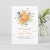 Oranje bloemenkrans Herfst verlovingsfeest Kaart (Staand voorkant)