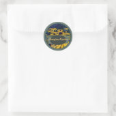 Oranje bloemenlabel ronde sticker (Tas)
