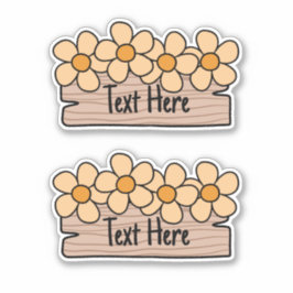 Oranje bloemenlabel sticker