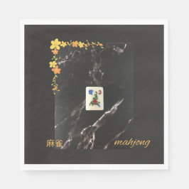 Oranje bloemenmahjong servet