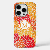 Oranje bloemenmonogram Case-Mate iPhone case (Achterkant)