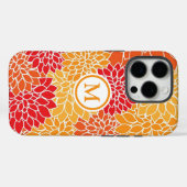 Oranje bloemenmonogram Case-Mate iPhone case (Achterkant (horizontaal))