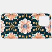 Oranje bloemenmotief op een zwarte achtergrond Case-Mate iPhone case (Achterkant (horizontaal))