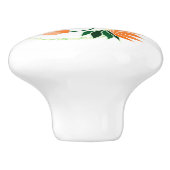 Oranje bloemenpalm keramische knop (Zijkant)